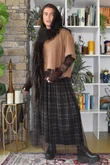 Enid Plaid Tulle Midi Skirt Chocolate